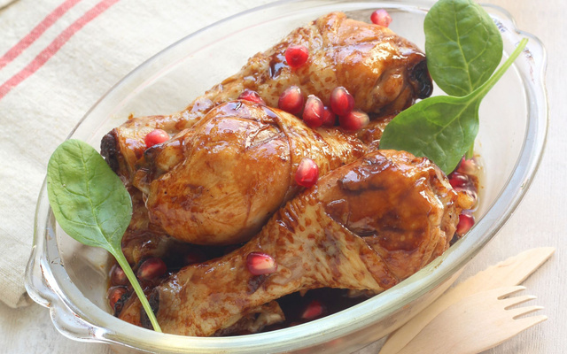 Poulet caramélisé à la mélasse de grenade