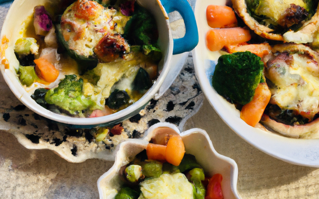 Mini cocotte aux légumes printaniers et au pur brebis gratiné