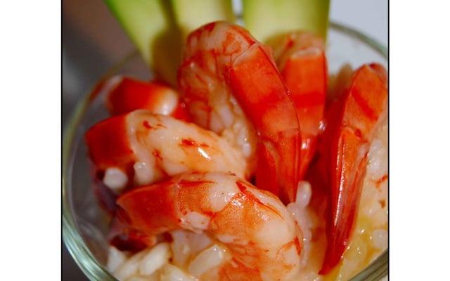 Risotto aux crevettes et ananas