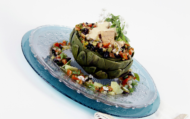 Artichaut sauce vierge aux fleurs de coriandre Thon ton sur ton