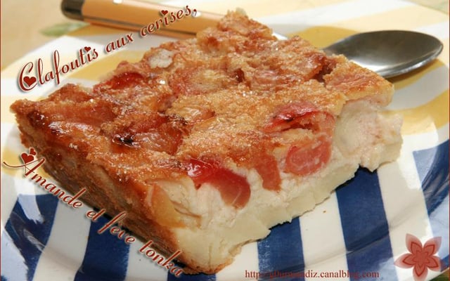 Clafoutis cerises, amandes et fèves tonka