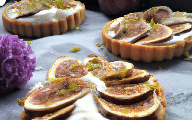Tartes aux figues violettes, nougat et crème d'amande