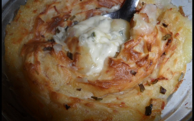 Purée de pommes de terre au jambon et à la Fourme d'Ambert