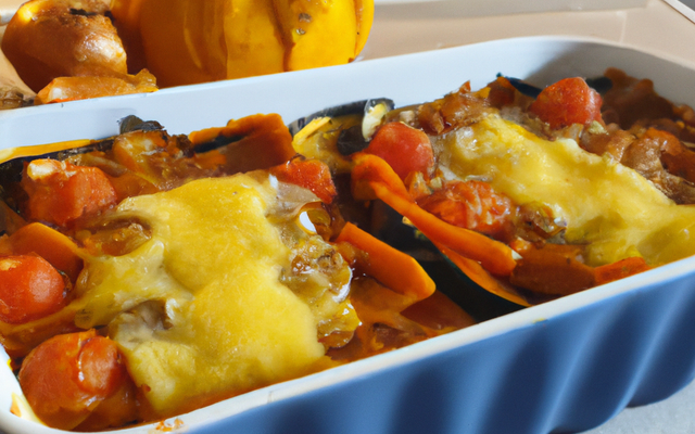 Gratin de courge au bœuf oignons et tomates