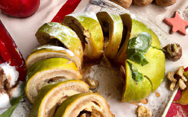 Bûche de Noël aux pommes et aux boudoirs