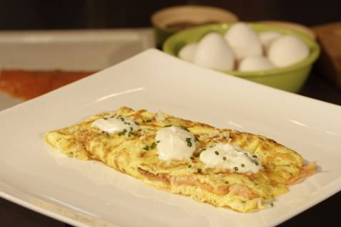 Omelette au saumon de Norvège fumé et fromage