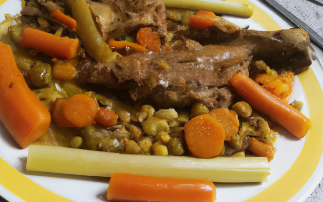 Rable de lapin et ses petits légumes au soja