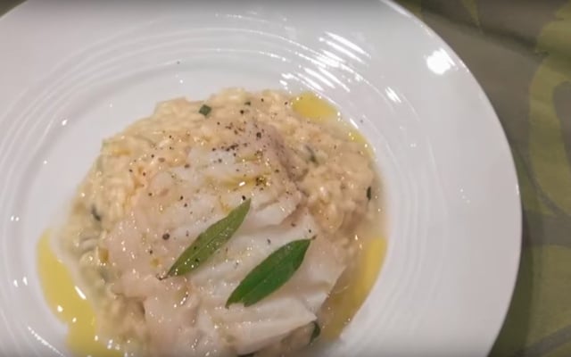 Pavé de lieu à la verveine et son risotto