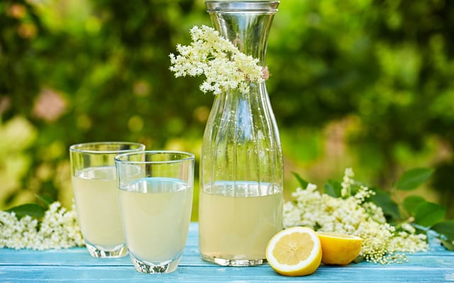 Mocktail (cocktail sans alcool) à la fleur de sureau et au citron
