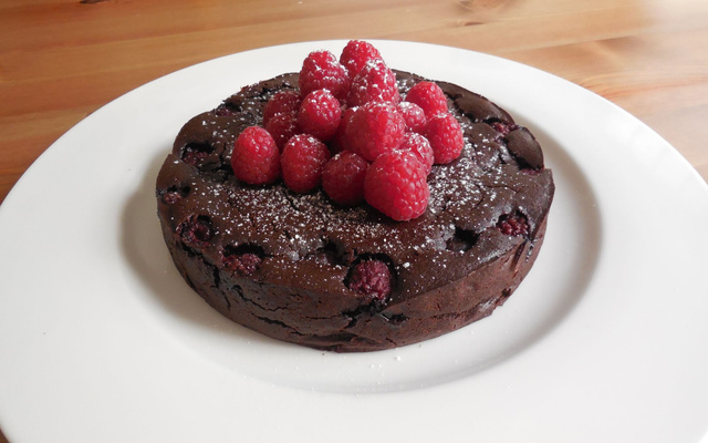 Fondant au chocolat café et framboises