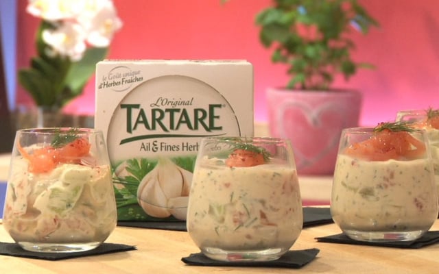 Verrine fraîcheur saumon fumé, Tartare et concombre