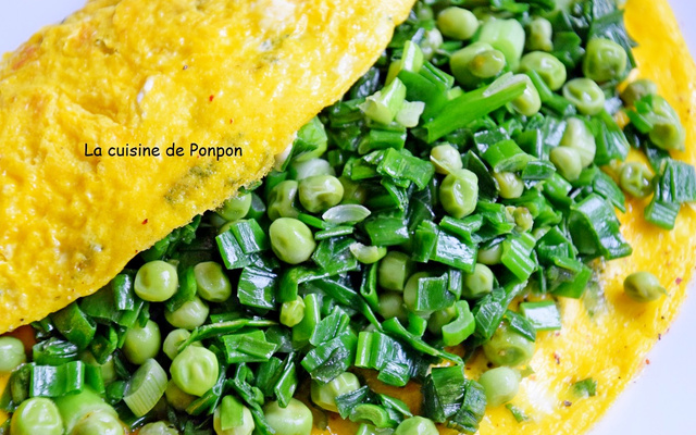 Omelette aux petits pois