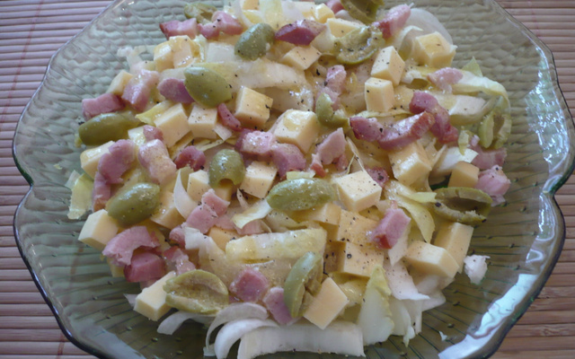 Salade d'endives gouda lardons