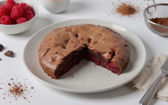 Gâteau chocolat et aux framboises