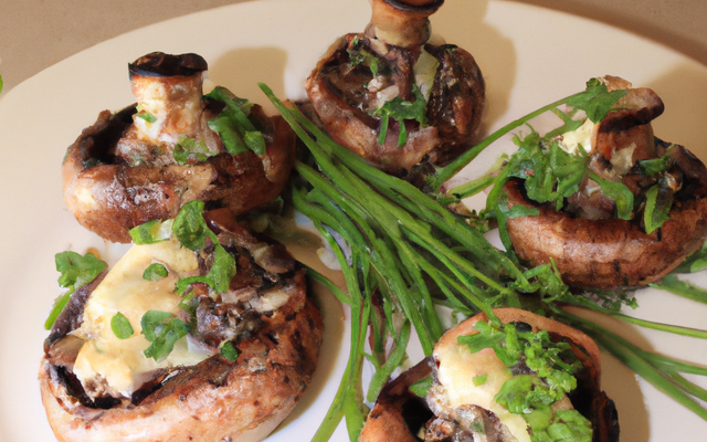 Champignons farcis au fromage de chèvre au miel et fines herbes