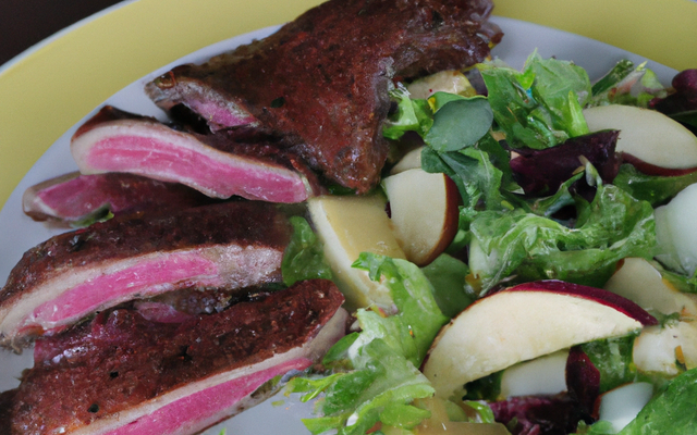 Magret de canard en salade de pomme