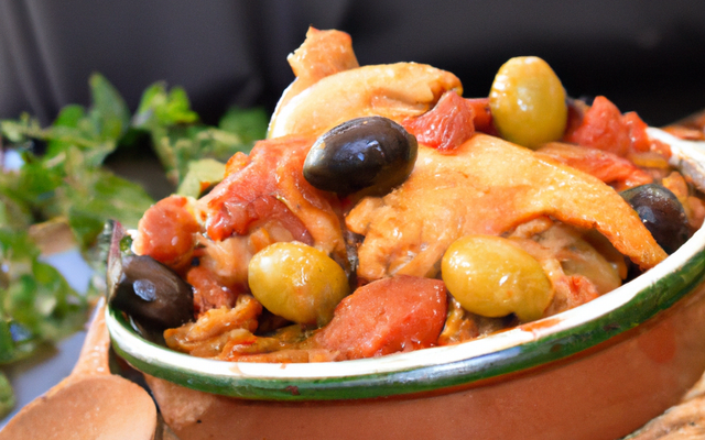 Tajine de poulet aux olives et tomates séchées