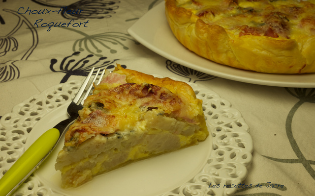 Tarte choux-fleur, roquefort et jambon