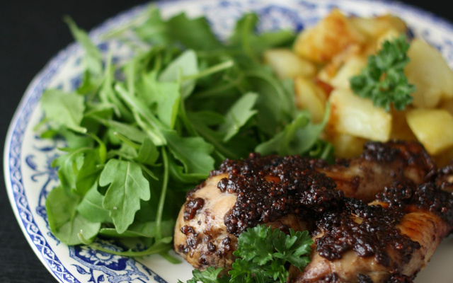 Pilons de poulet à la moutarde de raisin
