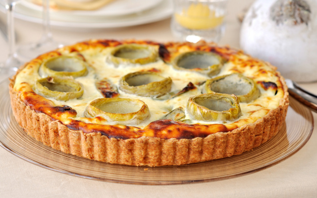 Quiche au roquefort et aux artichauts
