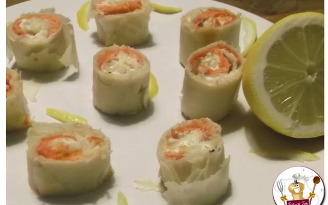 Bouchées saumon et st-Moret en feuille de brick