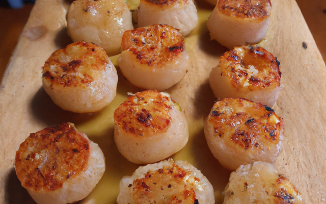 Bouchées craquantes de noix de Saint-Jacques à l'huile fumée et arômates