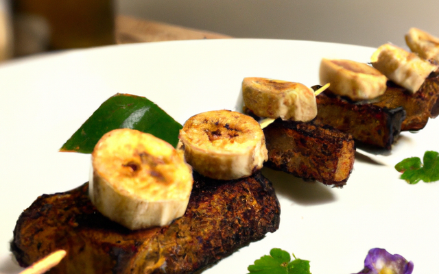 Brochette de banane aux morilles, pain d'épice
