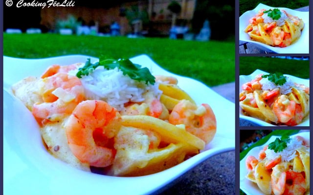 Curry de crevettes, mangue et lait de coco