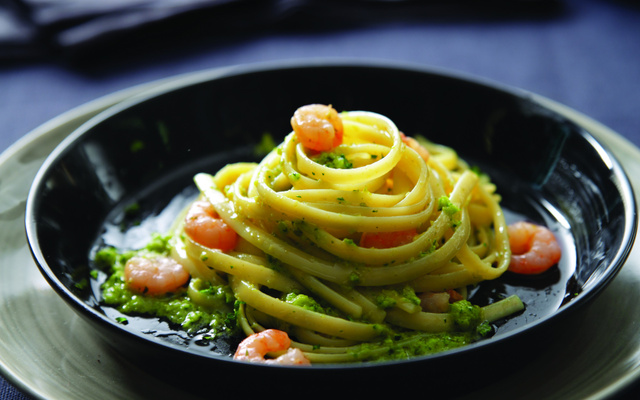 Linguine au Pesto Genovese et crevettes