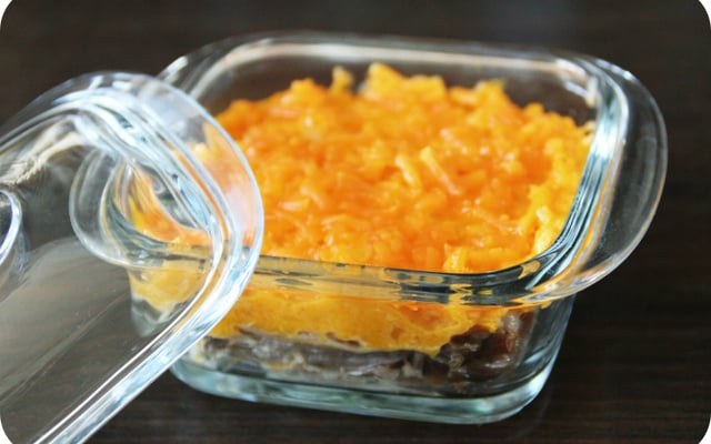 Parmentier de canard confit, purée de courge Butternut et mimolette