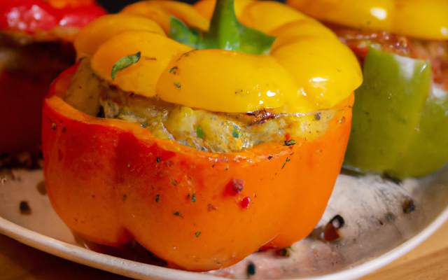 Poivron farci au pain et aux aromates