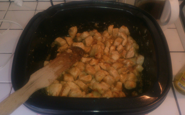 Mango-poulet, et son riz au gingembre