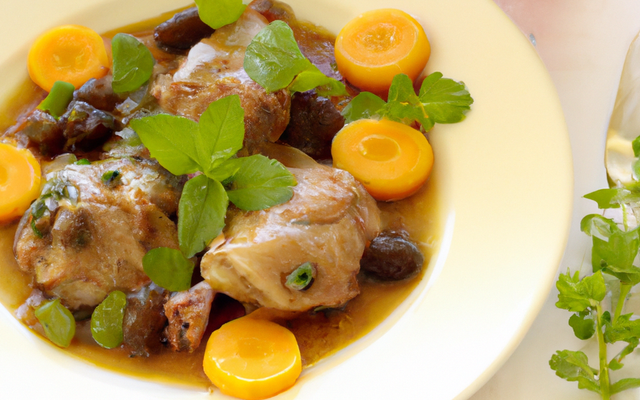 Mijoté de lapin aux herbes et jus de raisin