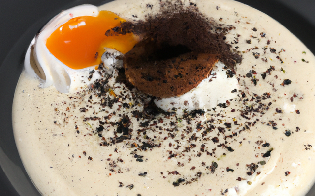 Soupe panais chantilly sumac et œuf coque à la truffe