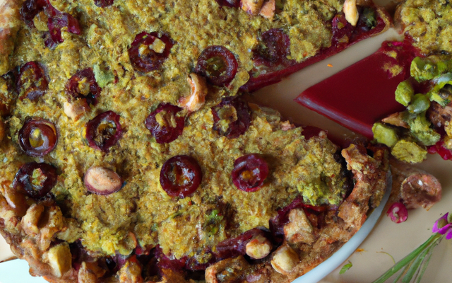 Tarte streusel aux cerises et aux pistaches