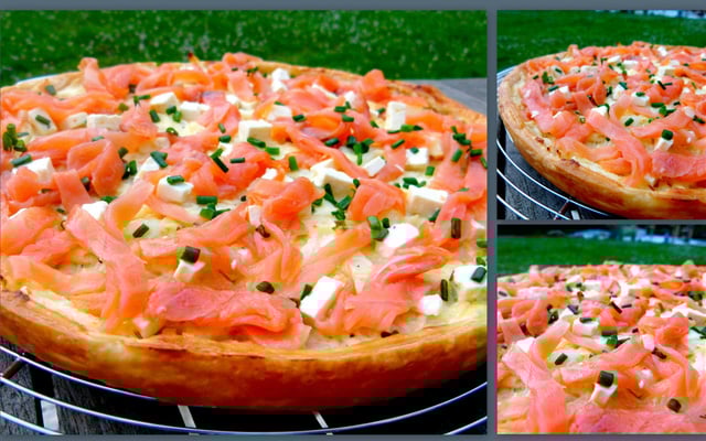 Tarte au saumon fumé à la carbonara