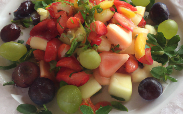 Salade de cresson et de fruits au vinaigre balsamique