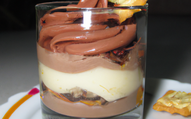 Verrine à la pâte de calisson sur un croquant chocolat