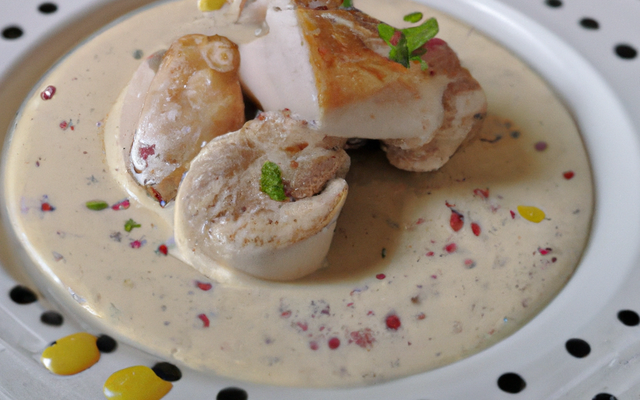 Filet de blanc de volaille au petit fumé et à la créme de roblechon