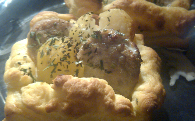 Feuilleté pomme de terre boudin blanc