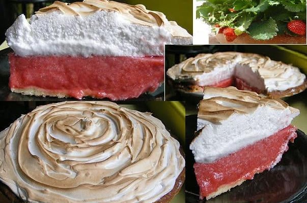 Tarte meringuée aux fraises gariguette du jardin