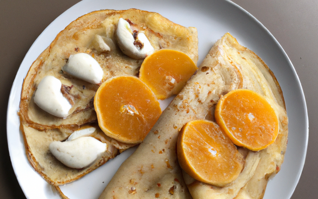 Crêpes aux fromage blanc et aux pêches
