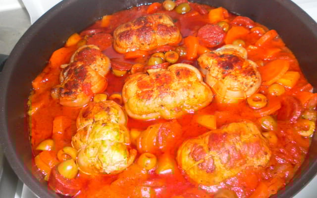 Paupiettes de veau aux olives et chorizo