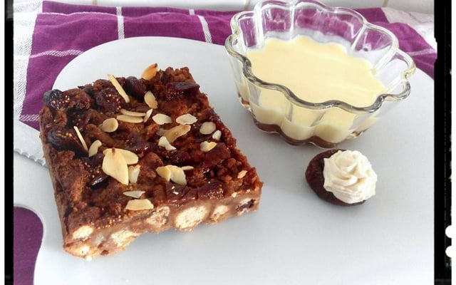 Pudding de gaufres figues miel