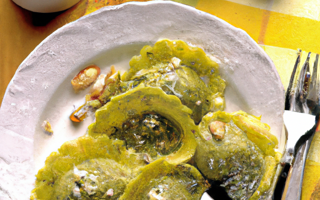 Ravioles de ricotta au pesto de noix