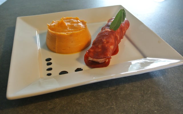 Saumon en habit de chorizo et purée de patates douce