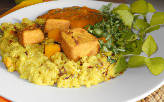 Nuggets de tofu au curry et son risotto aux légumes