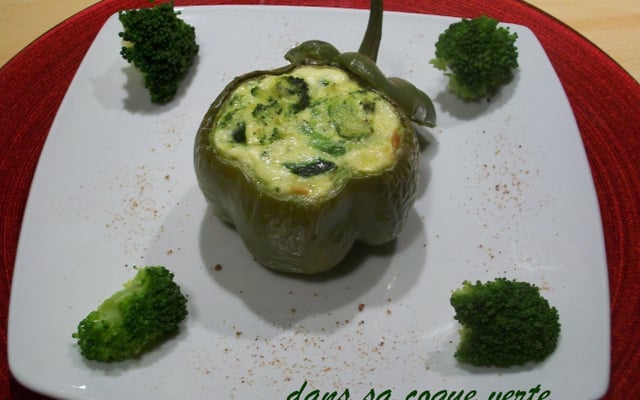 Flan courgette et brocoli dans sa coque verte