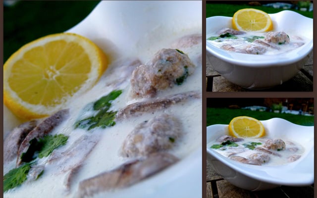 Soupe de boulettes, lait de coco et citronnelle