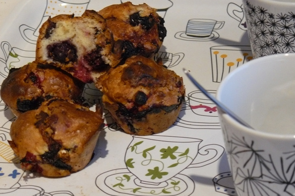 Muffins aux fruits rouges et chocolat